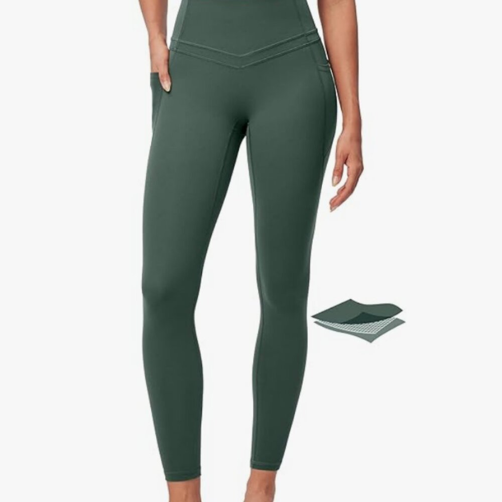 High-Waist Green Pocket Leggings - Women